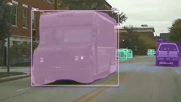 Mask rcnn v2 on main front camera from Tesla Model 3