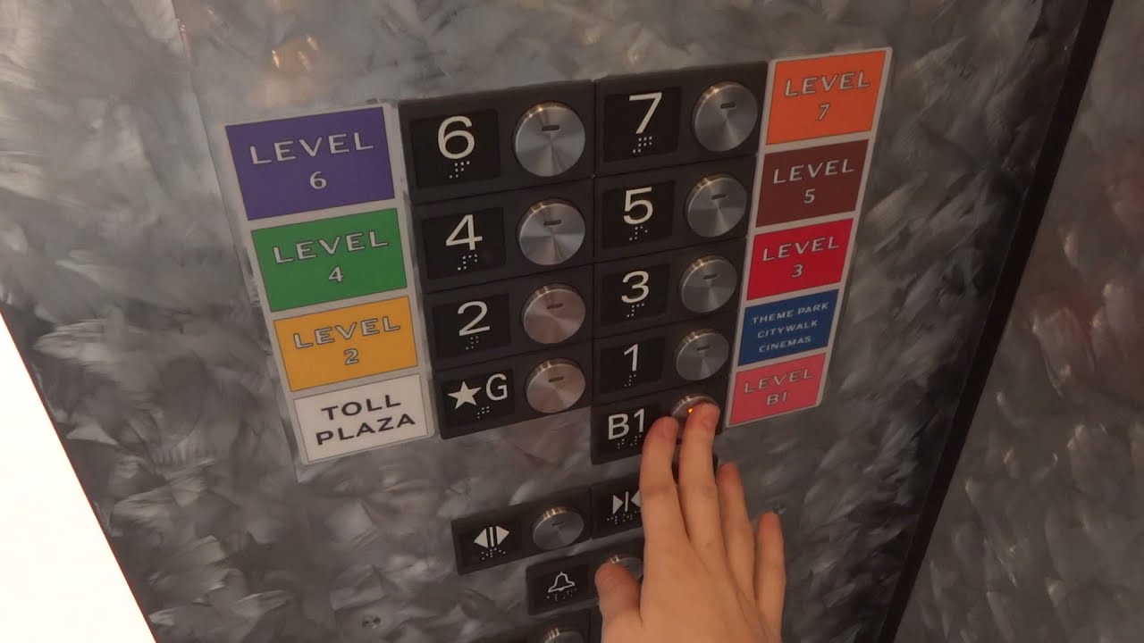 MITSUBISHI New & Large Elevators - E.T. Parking - Universal Studios Hollywood