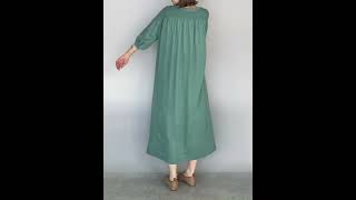 UN-733182  前後2WAYシャーリングワンピース