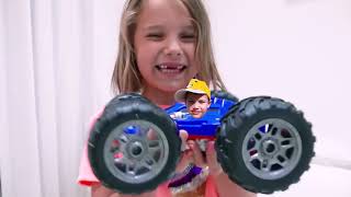 Max and Katy ride on Magic Toy Cars