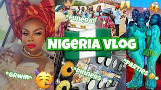 NIGERIA TRAVEL VLOG - VLOG LAGOS NIGERIA | parties🥳grandmas funeral🪦dress fitting💃🏾food 🍽️🇳🇬✈️