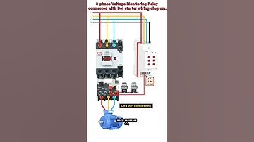 DOL Starter control and power wiring with  Voltage Monitoring Relay.#shorts
