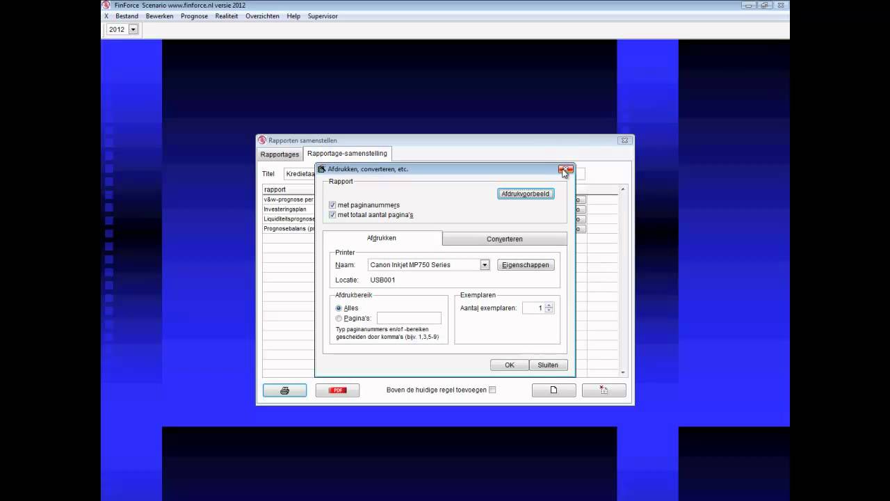 Rapportagemogelijkheden in FinForce