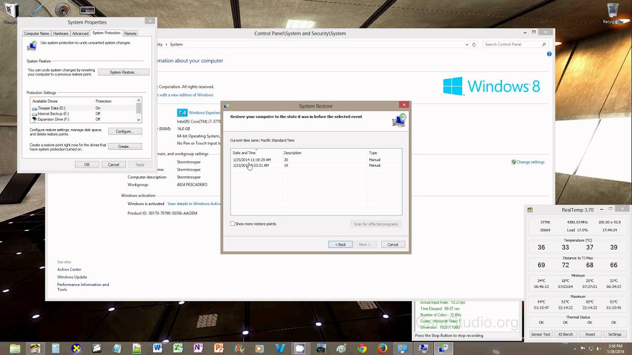 How to minimize disk usage by system restore