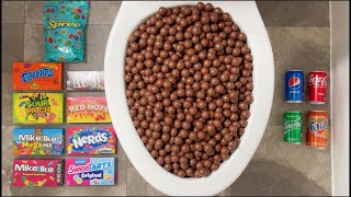 Chocolate, M&Ms, Candy, Coca Cola, Skittles, Fanta, Sprite In The Toilet Hole
