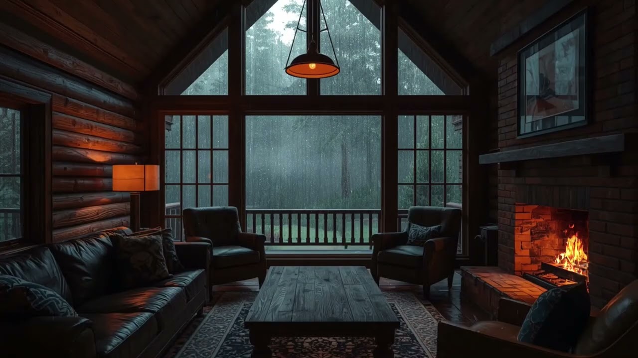 Peaceful Rainy Forest Cabin 🌧️🔥 | Cozy Wooden House & Fireplace Sounds for Sleep | Cozy Nook Corner