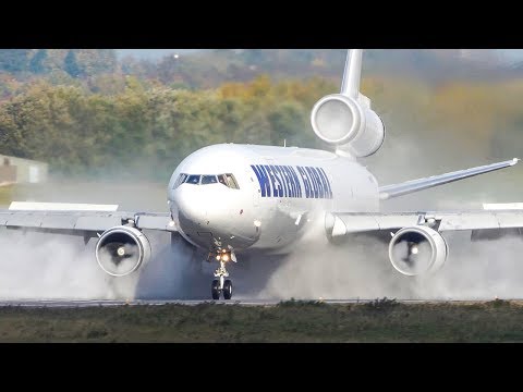 MD 11 LANDING with EPIC WATER SPLASH - The legendary McDonnell Douglas MD-11 Landing, Departure (4K)