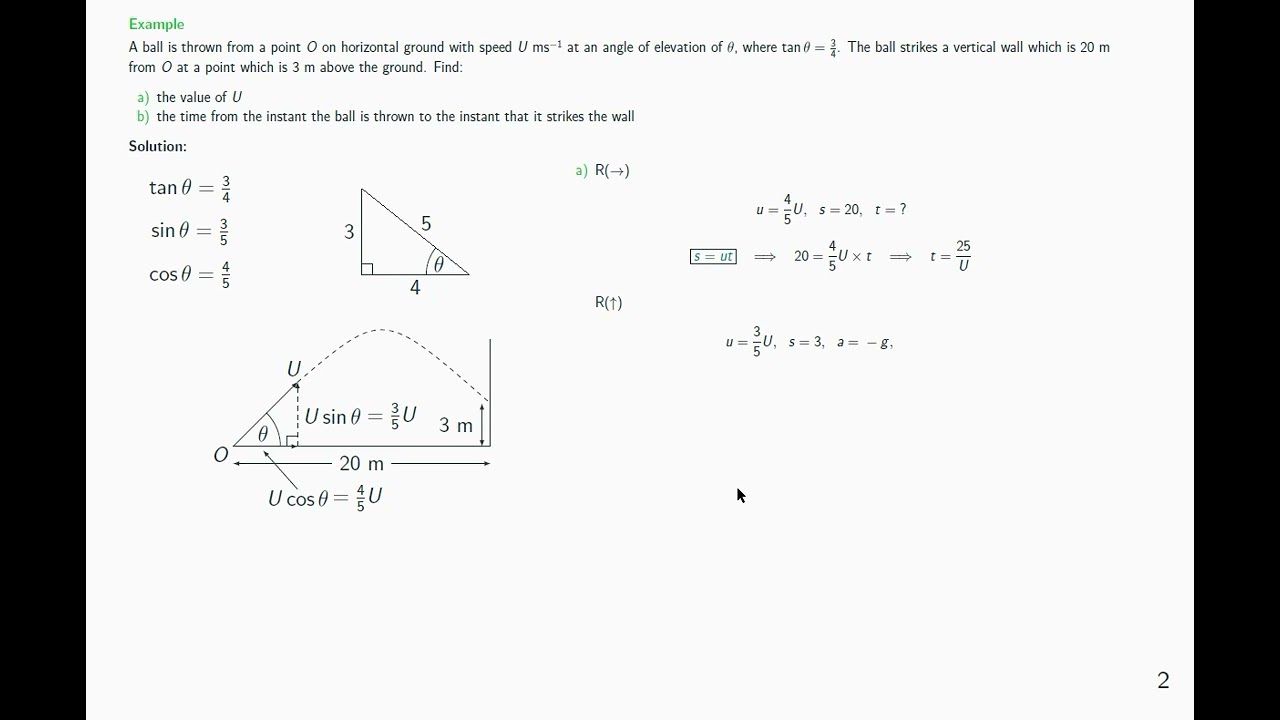 Projectiles - finding the speed and time of projection.
