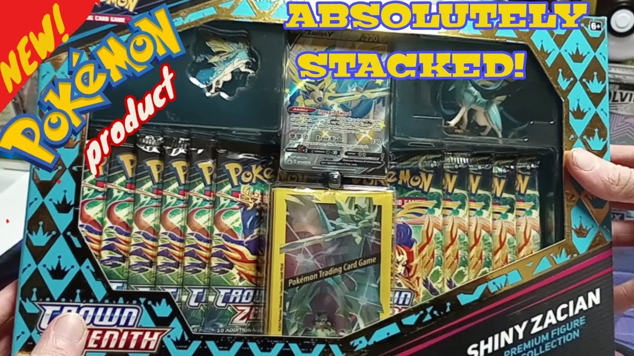 Opening a Pokémon shiny Zacian V figure and pin collection box (What a box!!)