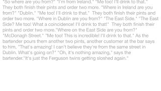 Jokes - Two men are sitting next to each other in an Irish-style pub in New York City and both order