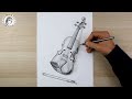 How To Draw A Realistic Violin Pencil Sketch Dibujo Dessin Easy Drawing رسم رسم سهل 