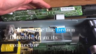 This video shows how to solve the problem that your blue ray player is
opening and closing disc tray randomly. disconnecting flat cable from
touc...