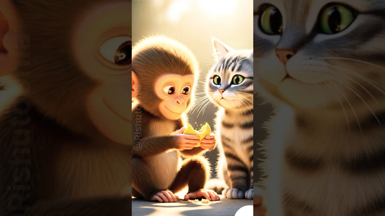 Baby monkeys and cat ki dosti heart touching
