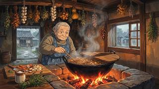 A Quiet Day in the Village: Drying Herbs and Cooking Hearty Soup | Cozy ASMR