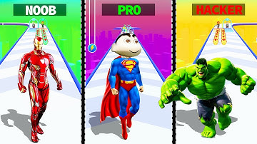 SHINCHAN JACK BOB PLAYING HERO RUN | NOOB VS PRO VS HACKER | OLLO PLAY