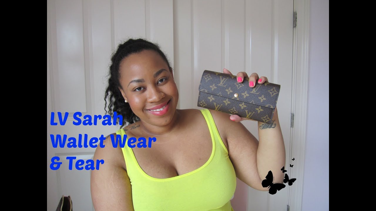 Louis Vuitton Monogram Sarah Wallet Wear & Tear - YouTube