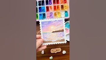 Hướng dẫn vẽ tranh phong cảnh biển với màu gouache #gouache