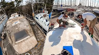 €1 Sailboat. 16 HOURS of Sanding NON STOP | SAILING SEABIRD Ep. 44