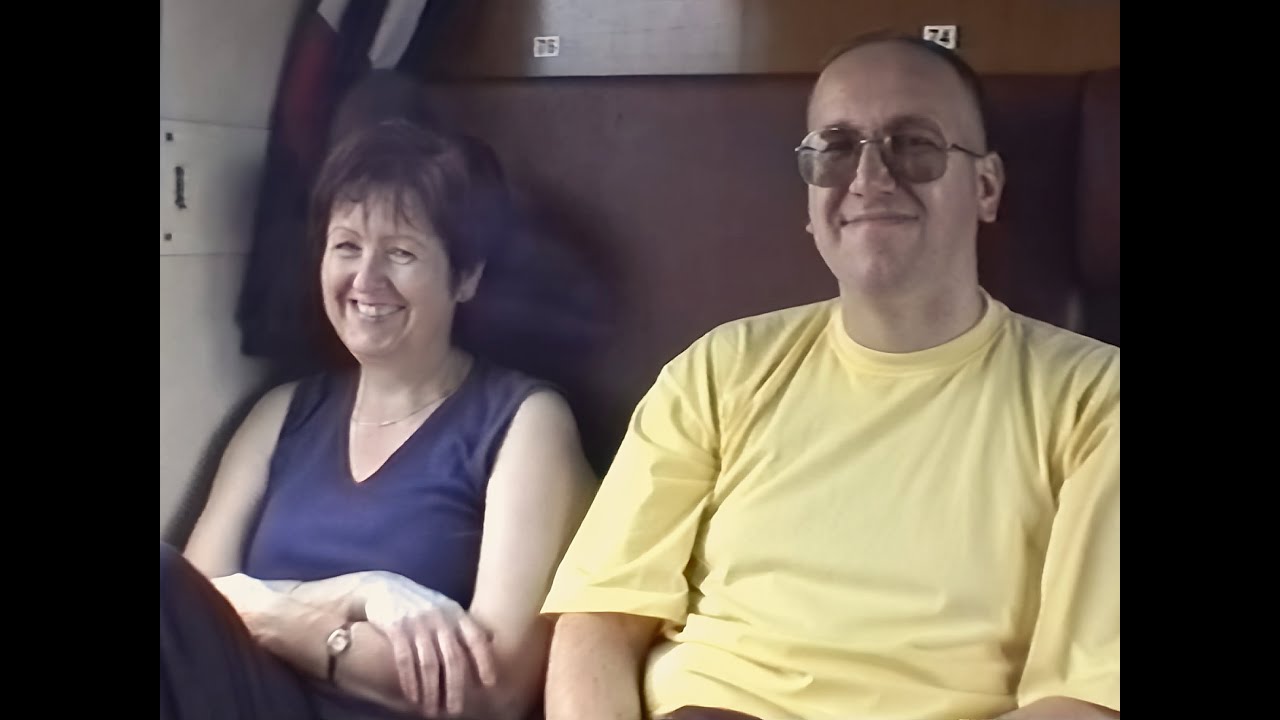 Helenka 😍 a já. Cesta vlakem na dovolenou. Hoření Paseky 23.6.2001