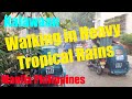 Manila Philippines walking in heavy tropical rains with the sound of calming rain.