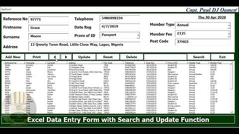 An Overview of Excel VBA Data Entry Form with Update and Search Function