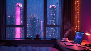 Warm lofi with the sound of rain for quiet reflection and late-night creativity