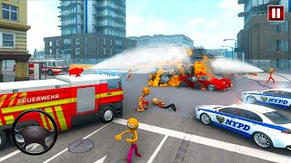 Stickman City Firefighter Rescue Simulator #1 - Android Gameplay screenshot 2
