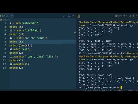 Python Sets Add Update Remove Discard Union Intersection Difference etc ...