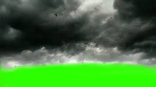 Green screen effects langit mendung awan hitam burung-burung terbang