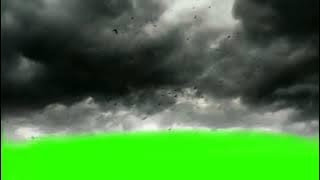 Green screen effects langit mendung awan hitam burung-burung terbang