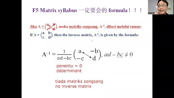 SPM Matematik KSSM F5 Bab 1 Ubahan & Bab 2 Matriks [华语解释]