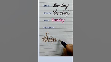 Sunday in different handwriting styles | cursive, bouncy, print, flourished #beautifulhandwriting