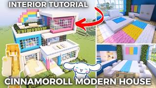 Building the CUTEST Cinnamoroll Modern house Interior in Minecraft!