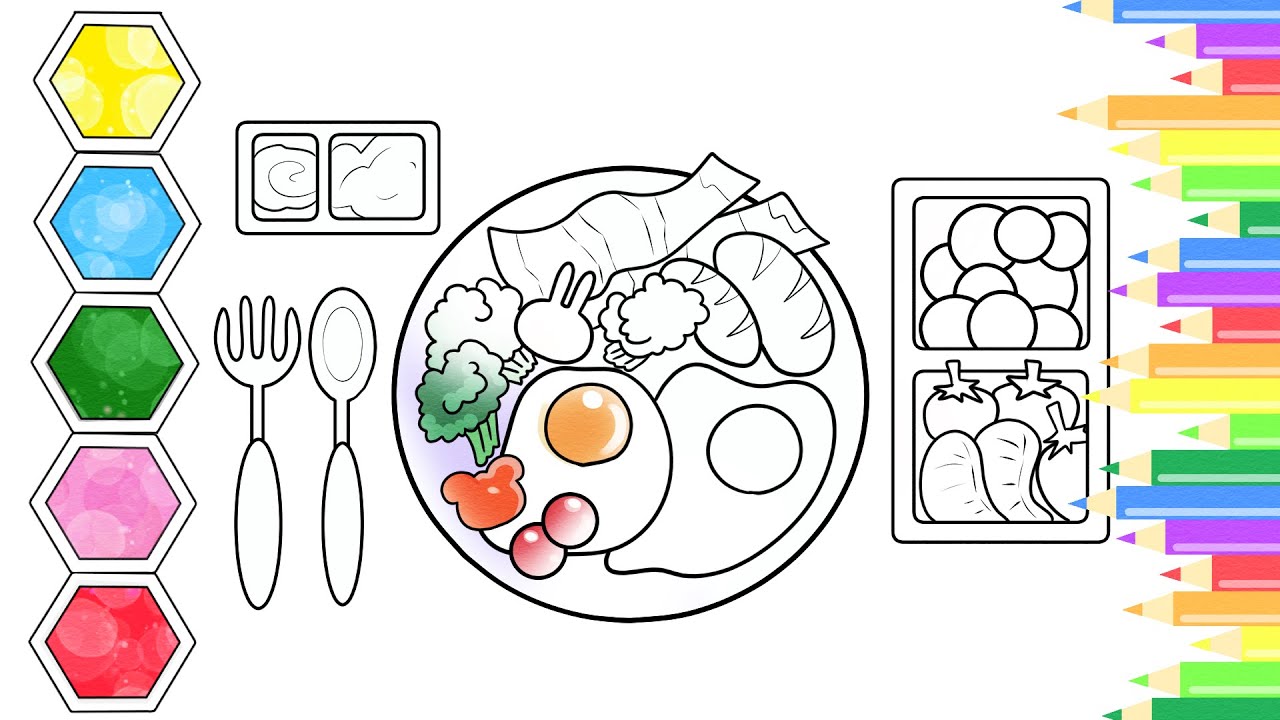 Breakfast Drawing & Coloring for Kid | Easy Drawing #painting #kids ...