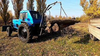 Испытание самодельной лопаты и манипулятора на тракторе