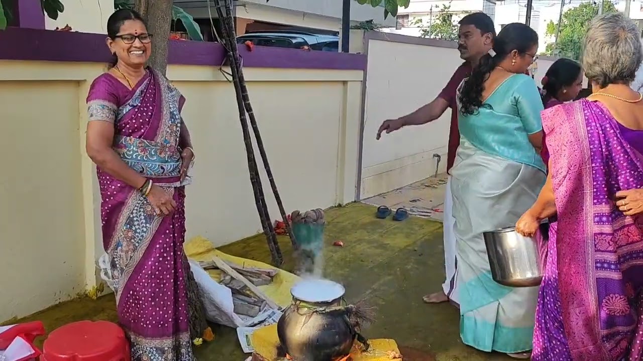 எங்கள் தெருவில் உள்ள எல்லாரும் சேர்ந்து ஜாலியாக கொண்டாடிய பொங்கல் 