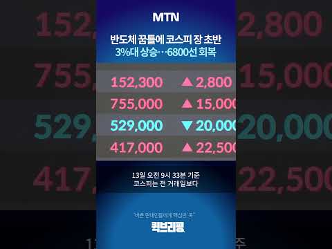 [퀵브리핑] 반도체 꿈틀에 코스피 장 초반 3%대 상승…6800선 회복