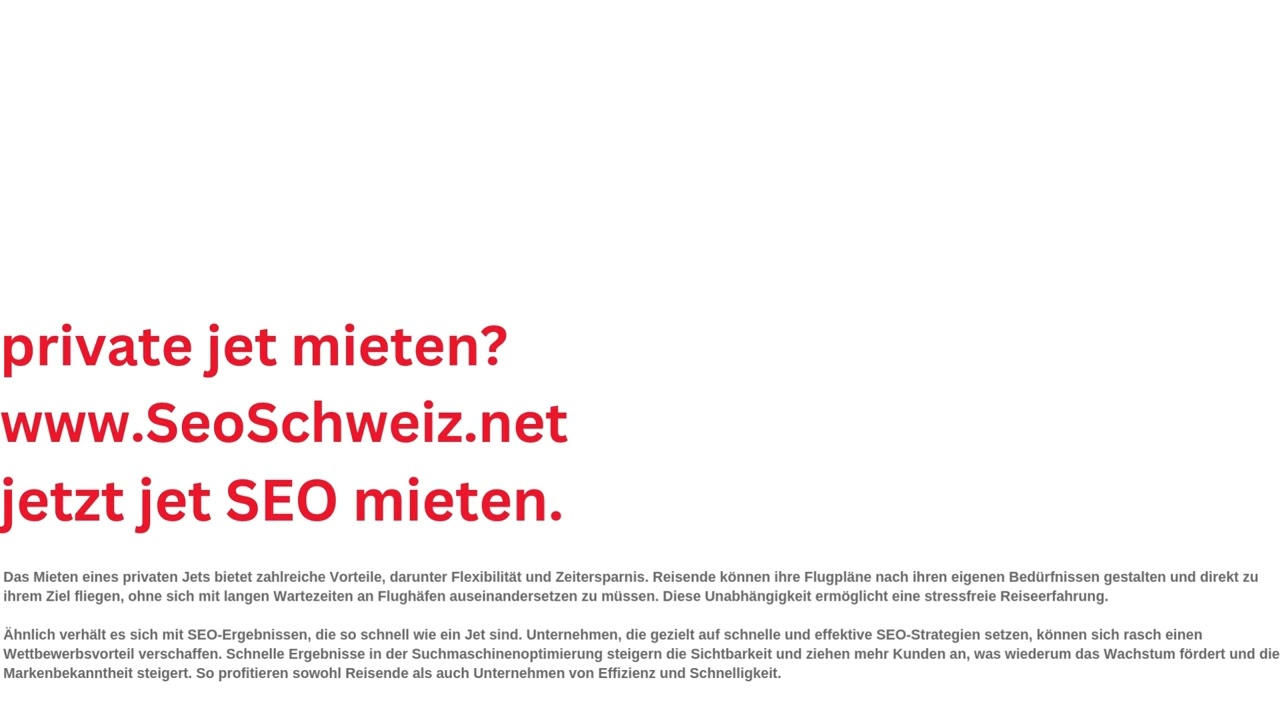 www.SeoSchweiz.net Private Jets mieten? Seo Switzerland
