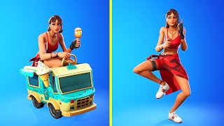 LEAKED “BOARDWALK RUBY” Skin New Dances & Emotes in Fortnite (Roman Candle, Lil' Treat, Season 7)