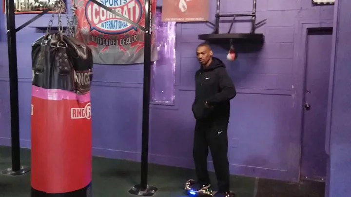 Gillespie Boxing, on a hoverboard.