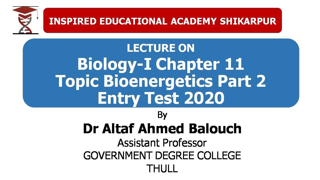 Biology I Chapter 11 Bioenergetics Part 2 Youtube