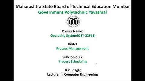 OSY Unit 3.2 Process Scheduling