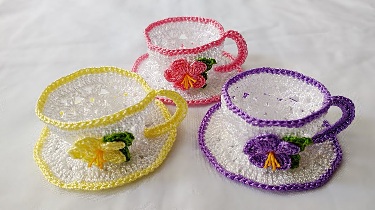 Xícara de crochê rápida e fácil - passo a passo com a Francinilda Crochê