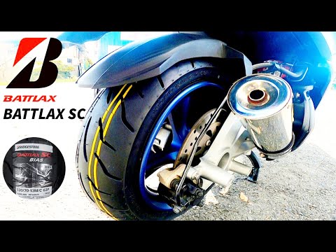 タイヤ交換【ブリヂストンBATTLAX SC】マジェスティSで