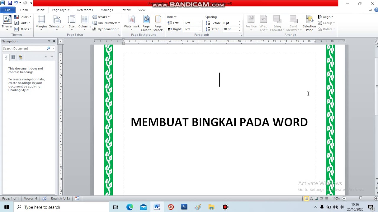 membuat bingkai di ms word - YouTube