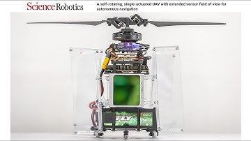 A self-rotating, single-actuated UAV with extended sensor field of view for autonomous navigation