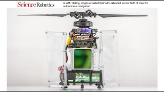 A self-rotating, single-actuated UAV with extended sensor field of view for autonomous navigation