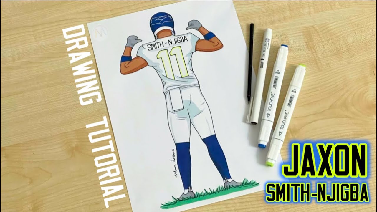 How to draw Jaxon Smith-Njigba from Seattle Seahawks