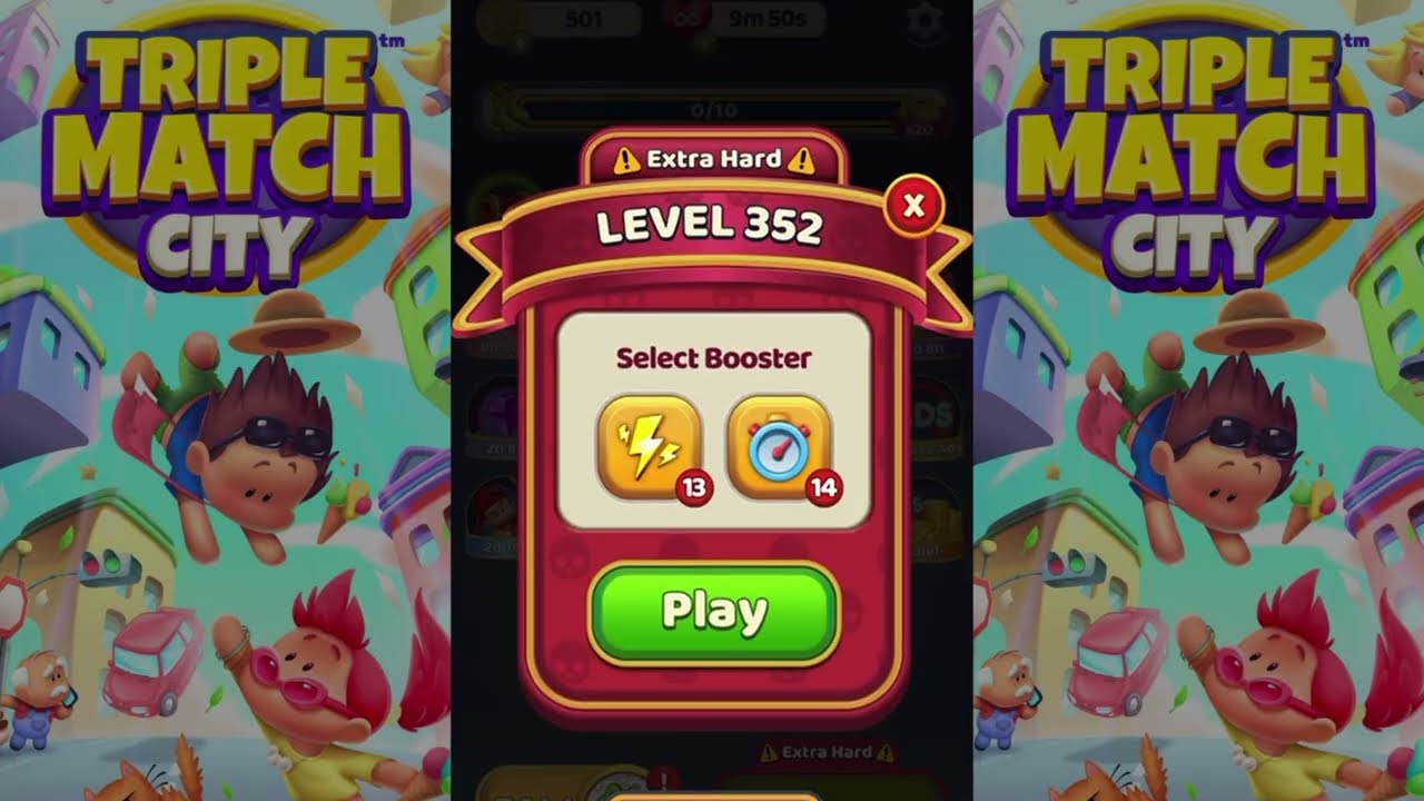 Triple Match City Level 352 (Extra Hard Level) - Find hidden objects