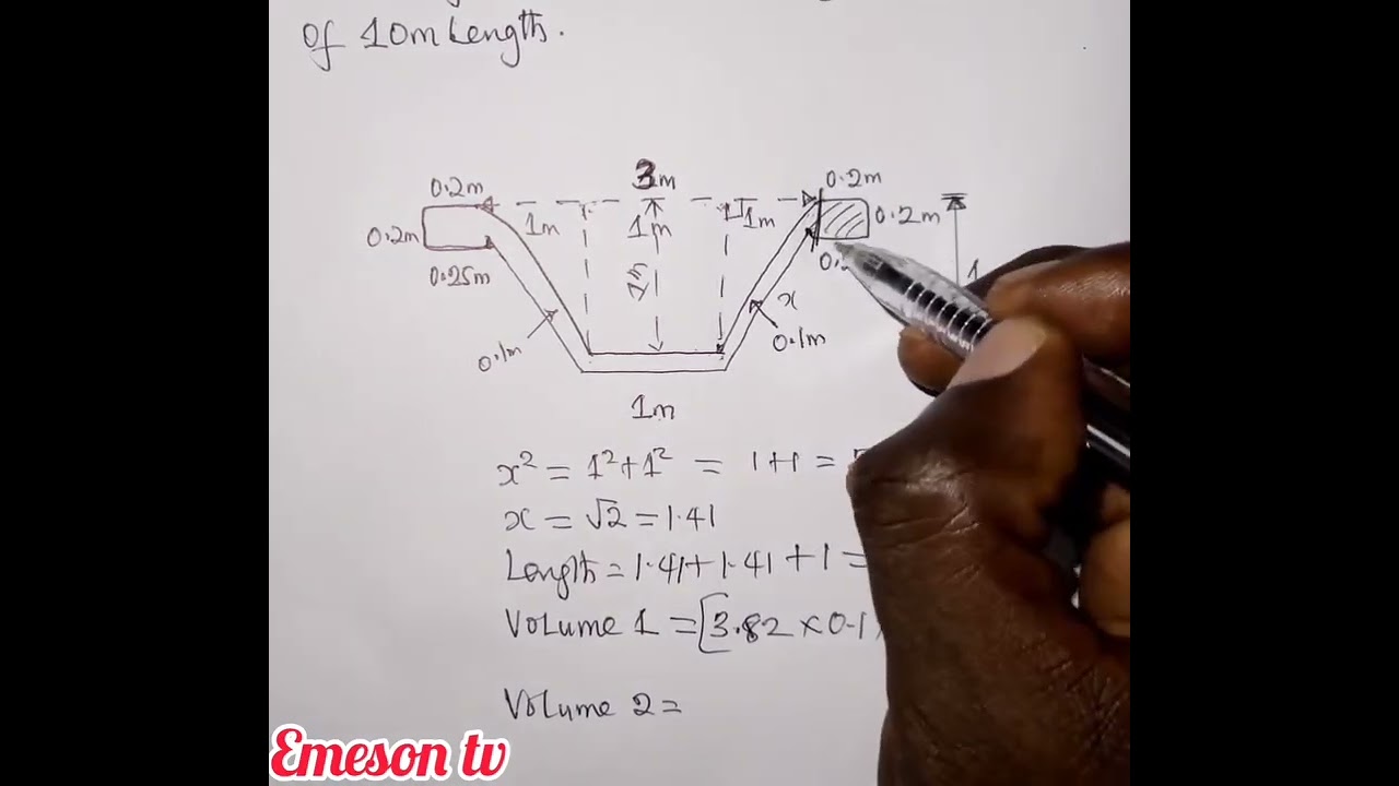 How to calculate volume of concrete in trapezoidal drain